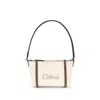 Chloé Structured Canvas Shoulder Bag With Leather Accents
