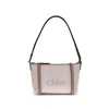 Chloé Structured Canvas Shoulder Bag With Leather Accents