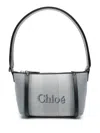 Chloé Logo Print Top Handle Bag In Blue