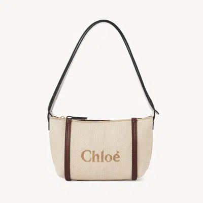 Chloé Carry Shoulder Bag In Raffia Beige Size Onesize 69% Cotton, 31% Polyester, Calf-skin Leather
