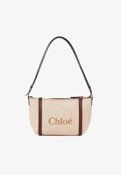 Chloé Carry Shoulder Bag In Raffia In Sand