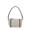 Chloé Logo Embroidered Canvas Shoulder Bag In Beige