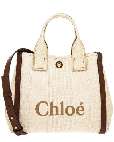 Chloé Carry Small Canvas & Leather Tote In Beige
