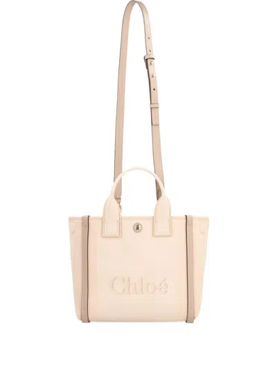 Chloé Chloè Carry Small Canvas Tote Bag In Sand