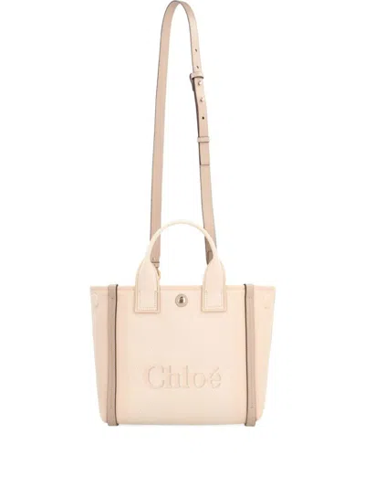 Chloé Carry Small Canvas Tote Bag In Neutral