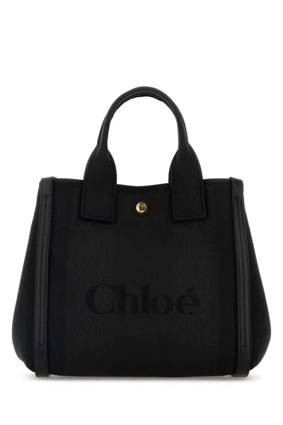 Chloé Carry Small Tote Bag In Black Canvas