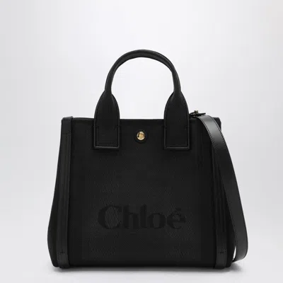 Chloé Carry Small Tote Bag In Black Canvas Women