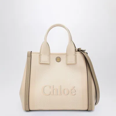 CHLOÉ CHLOÉ CARRY SMALL TOTE BAG IN BLUSHY BEIGE CANVAS
