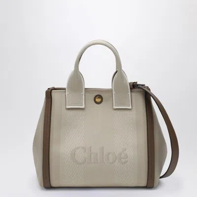 Chloé Carry Small Tote Bag In Striped Canvas