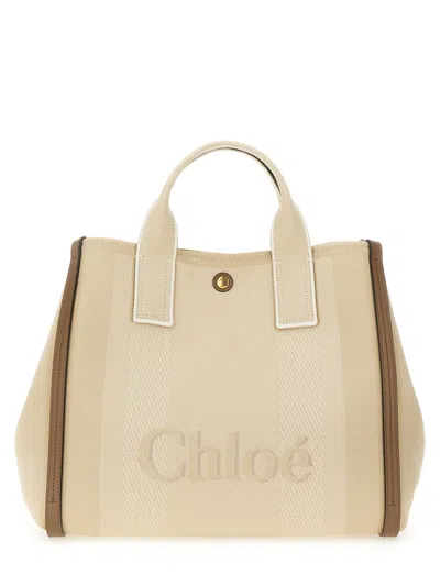 Chloé Chloe Women Multicolor Canvas Chloe Carry Shopping Bag In Beige