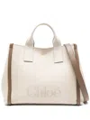 Chloé Womens Carry Medium Canvas Tote Bag Vegetal Beige