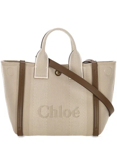 Chloé Beige Carry Tote Bag In Vegetal Beige