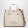 Chloé Carry Tote Bag In Pink Beige Striped Canvas Women In Pink