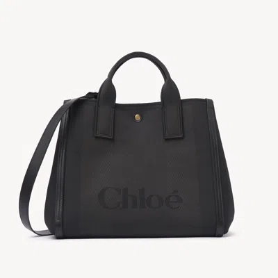 Chloé Carry Tote Bag In Canvas Black Size Onesize 100% Cotton