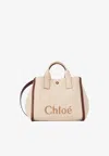 Chloé Carry Tote Bag In Raffia-effect Fibers In Sand