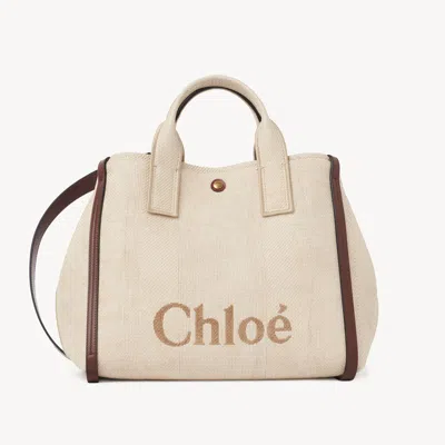 Chloé Carry Tote Bag In Raffia-effect Fibers Beige Size Onesize 100% Cotton
