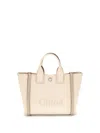 Chloé Small Carry Tote Bag In Canvas In Pink