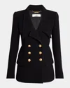 Chloé Cascade-lapel Double-breasted Boucle Jacket In Black