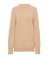 Chloé Oversized Knitted Sweater In Cashmere & Cotton Pink Size M 100% Cotton In Nude