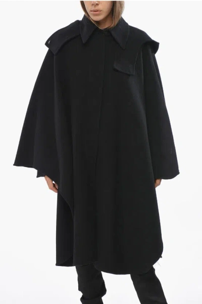 Chloé Cashmere Blend Cape Coat With Hood In Black