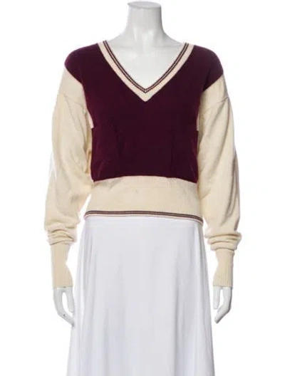 Pre-owned Chloé Cashmere Colorblock Pattern Sweater In Pink