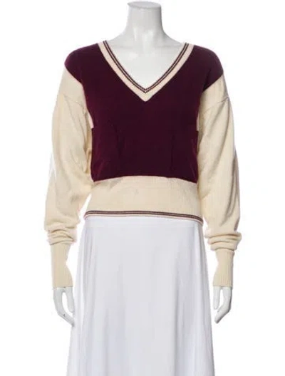 Pre-owned Chloé Cashmere Colorblock Pattern Sweater In Pink
