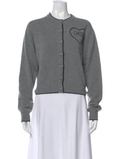 Pre-owned Chloé Cashmere Crew Neck Sweater In Gray