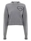 Chloé Cashmere And Wool Cropped Crew Neck Sweater In Gray