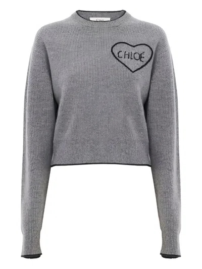 Chloé Cashmere Crewneck Sweater In Gray