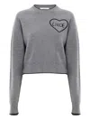 Chloé Cashmere And Wool Cropped Crew Neck Sweater In Gray