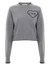 Chloé Cashmere And Wool Cropped Crew Neck Sweater In Gray