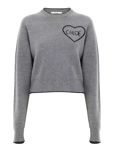 Chloé Cashmere Crewneck Sweater In Gray