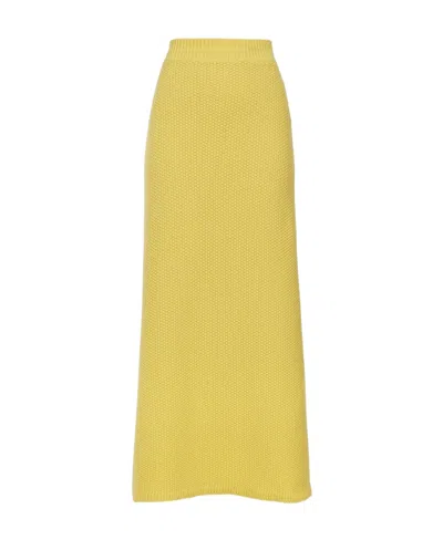 Chloé Cashmere Knitted High Waist Skirt In Yellow