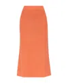 Chloé Knit Midi Skirt Ribbed Waistband In Orange