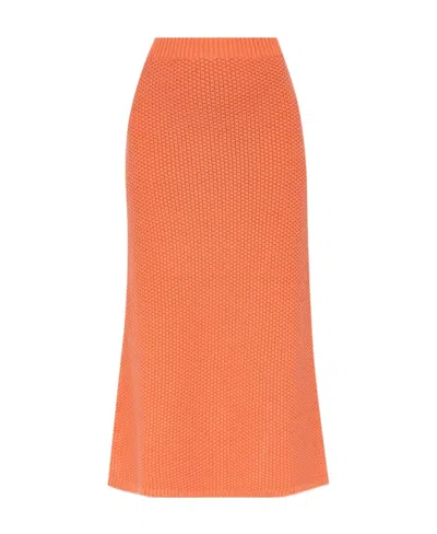 Chloé Cashmere Knitted Skirt In Orange