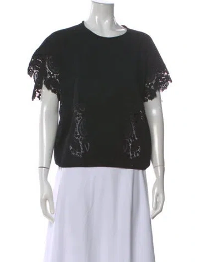Pre-owned Chloé Cashmere Lace Pattern Sweater In Black