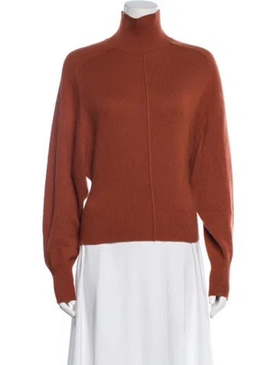 Pre-owned Chloé Cashmere Mock Neck Sweater In Orange