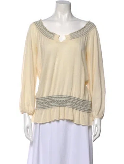 Pre-owned Chloé Cashmere Patterned Blouse In Neutral