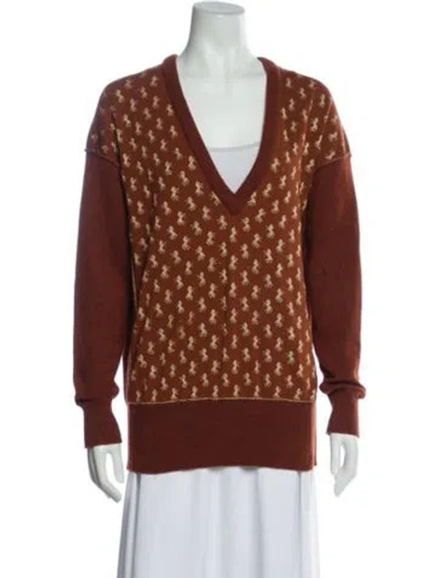 Pre-owned Chloé Cashmere Printed Sweater In Brown