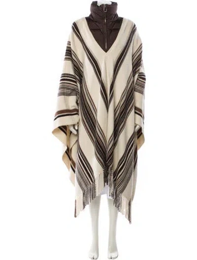 Pre-owned Chloé Cashmere Striped Down Coat In Neutral