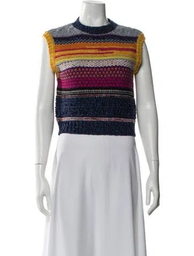 Pre-owned Chloé Cashmere Striped Sweater In Blue