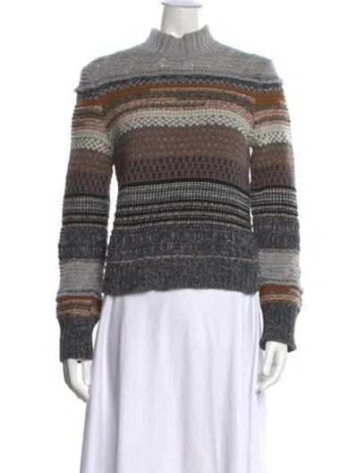 Pre-owned Chloé Cashmere Striped Sweater In Blue