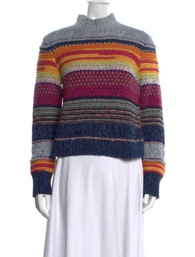 Pre-owned Chloé Cashmere Striped Sweater In Blue