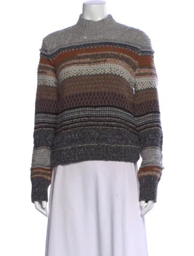 Pre-owned Chloé Cashmere Striped Sweater W/ Tags In Blue