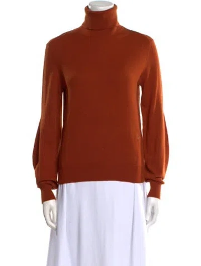 Pre-owned Chloé Cashmere Turtleneck Sweater In Orange