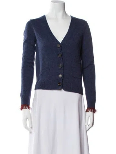 Pre-owned Chloé Cashmere V-neck Sweater In Blue
