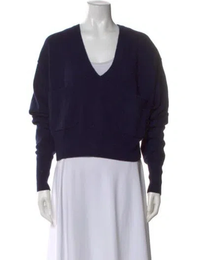 Pre-owned Chloé Cashmere V-neck Sweater In Blue