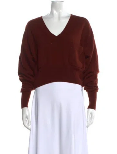 Pre-owned Chloé Cashmere V-neck Sweater In Brown