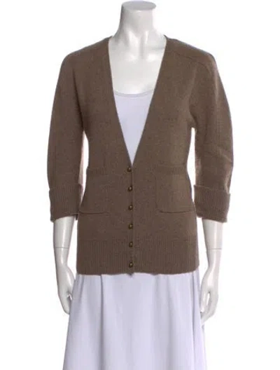 Pre-owned Chloé Cashmere V-neck Sweater In Brown