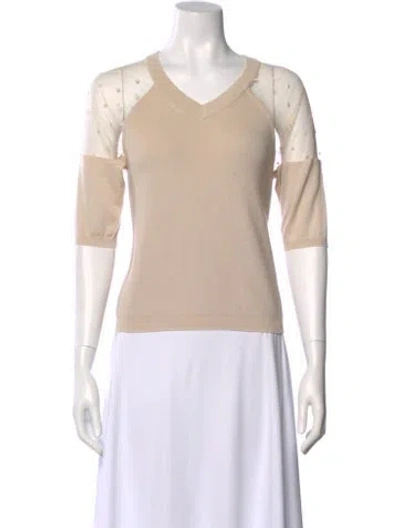 Pre-owned Chloé Cashmere V-neck Sweater In Neutral